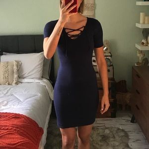 Navy Formfitting Business Casual Dress